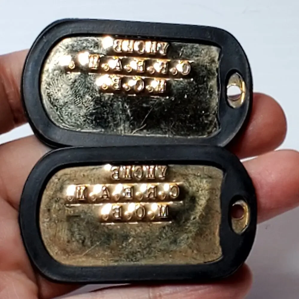 YMCME c.r.e.a.m m.o.b Embossed Brass Dog Tags